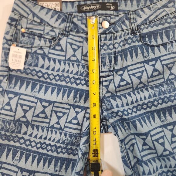 Jay Jays Skinny Jeans Womens Size 10 W30 x L32 Light Dk Blue Geometric Print - Picture 15 of 16